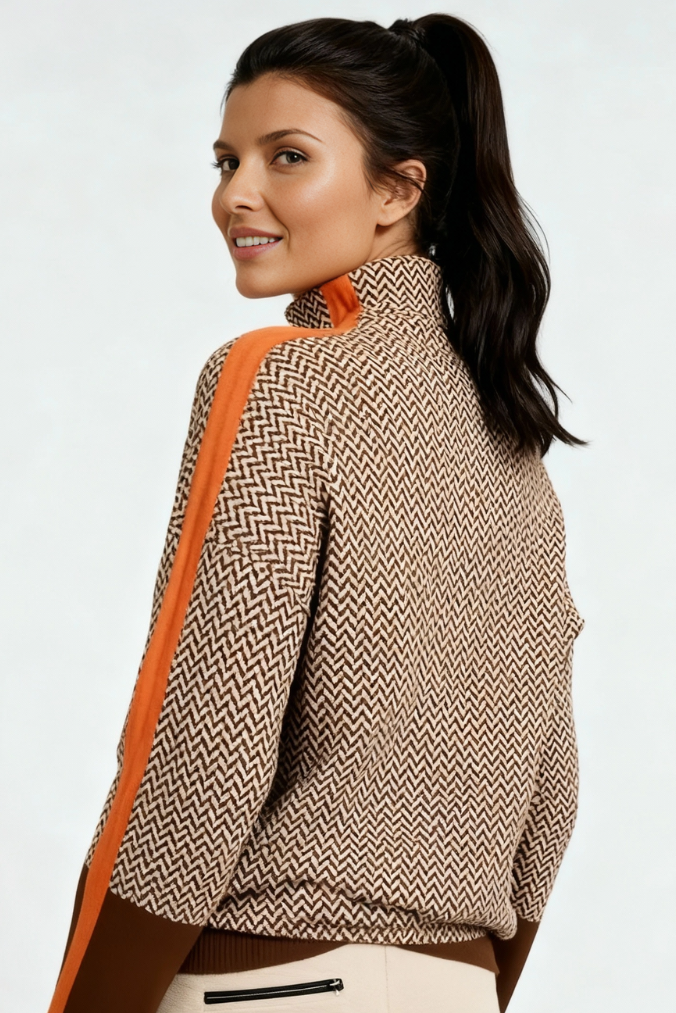 Léonie | Pull à col montant et rayures contrastées