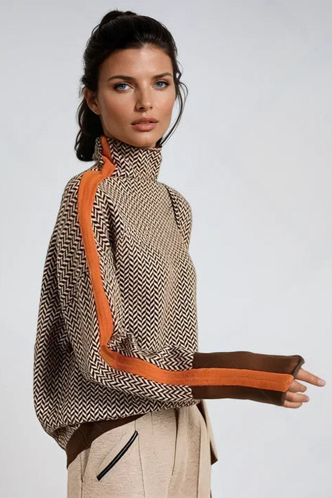 Léonie | Pull à col montant et rayures contrastées