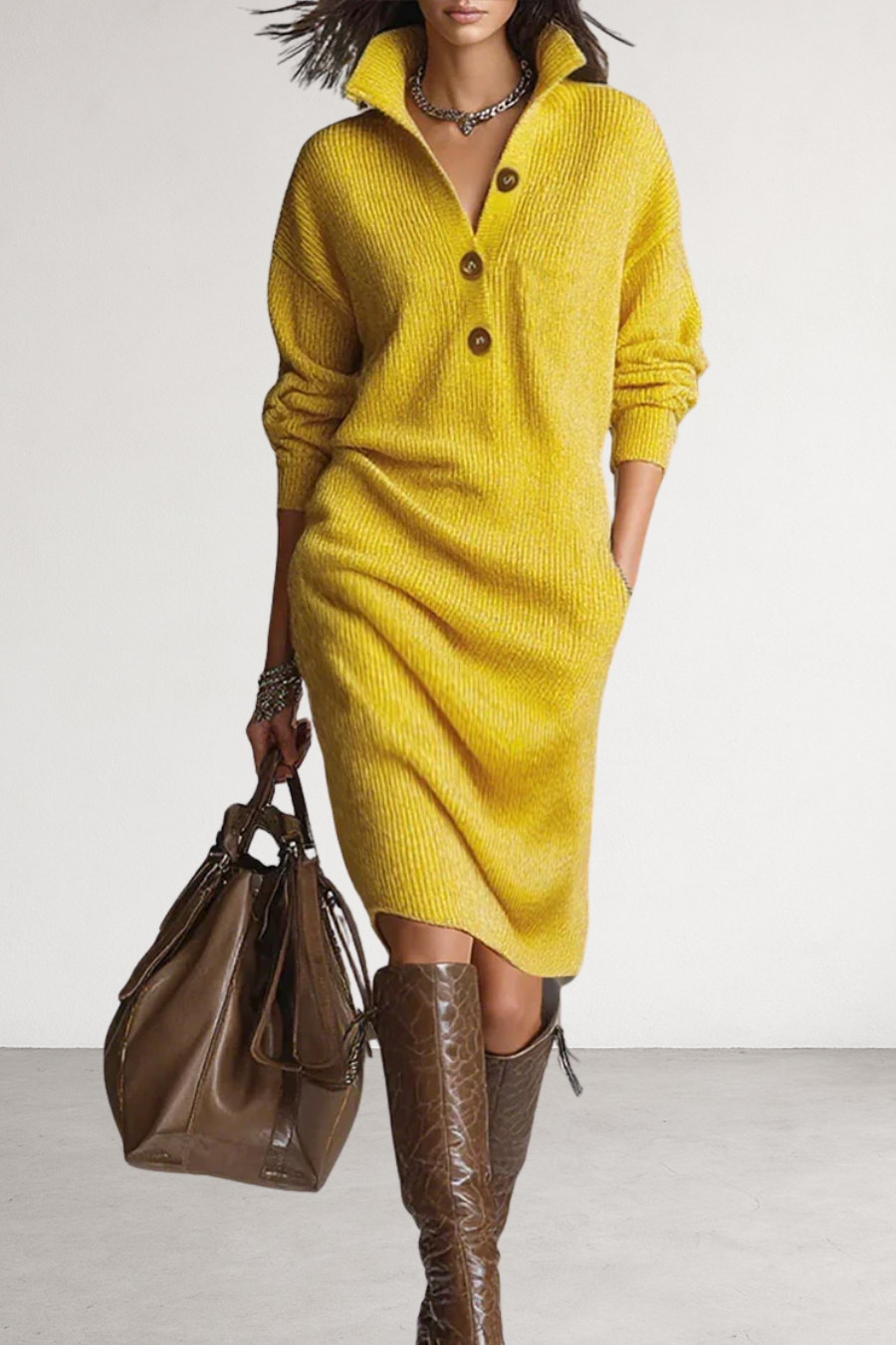 Liora | Élégante robe midi côtelée