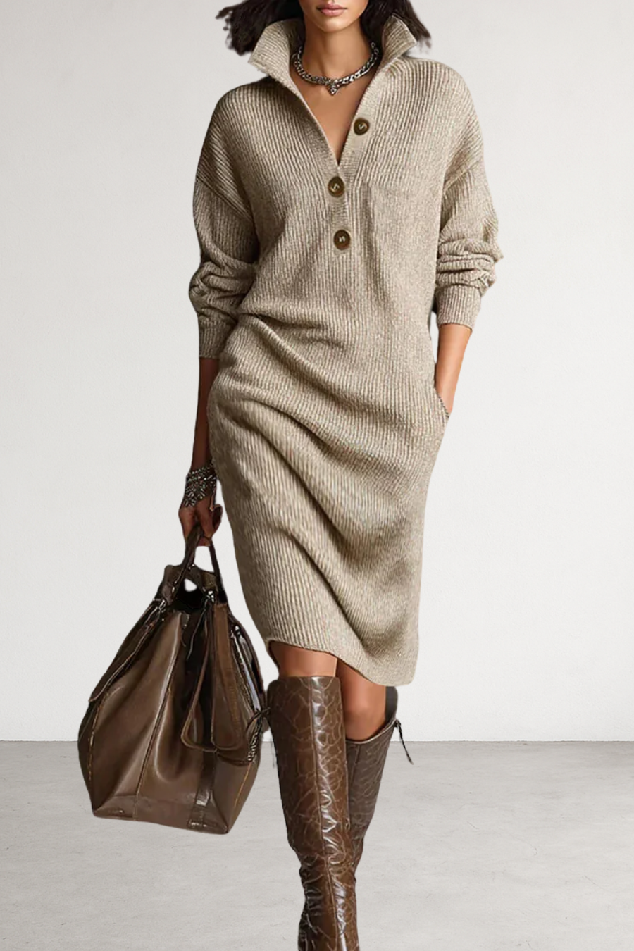 Liora | Élégante robe midi côtelée