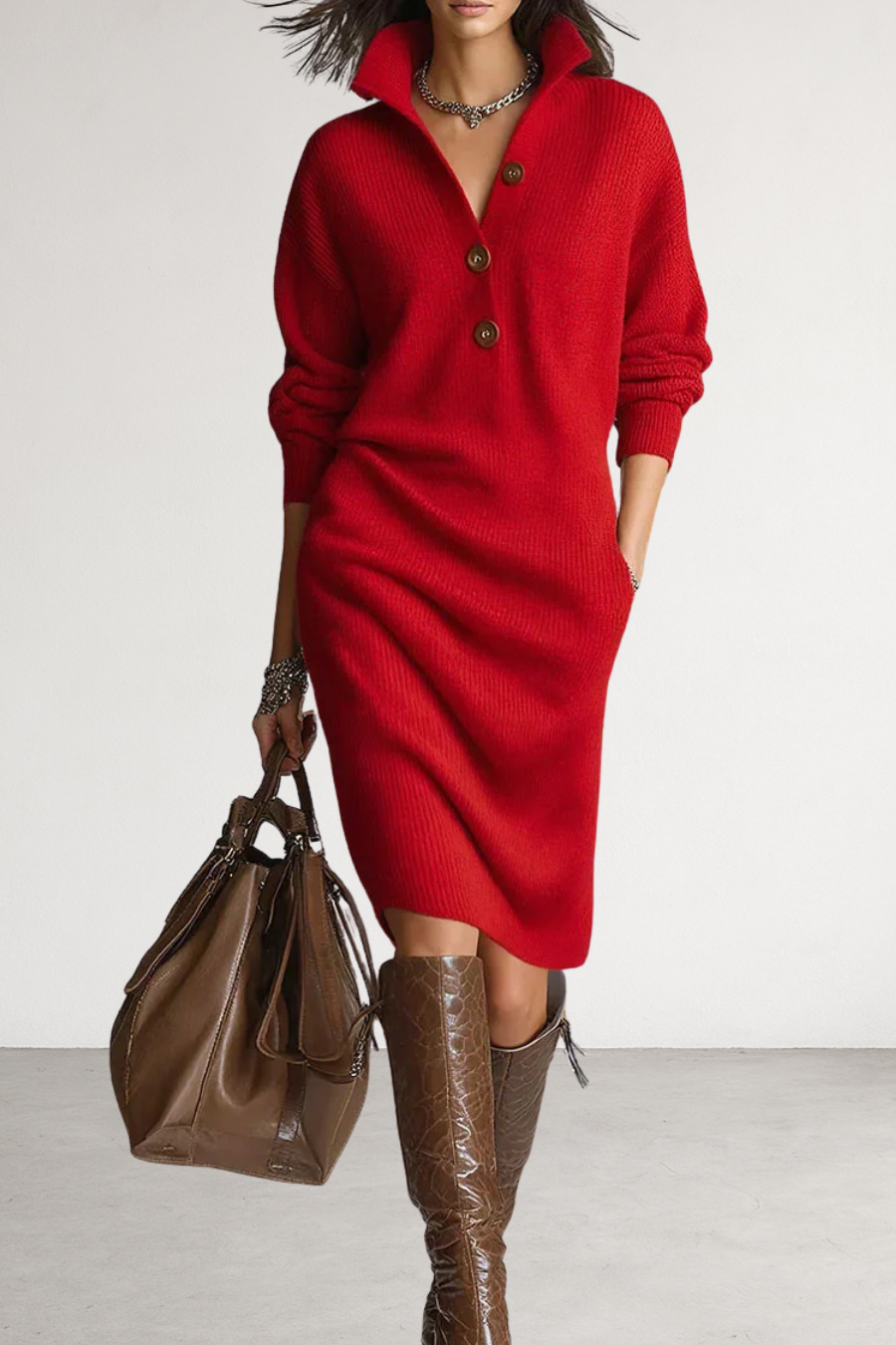 Liora | Élégante robe midi côtelée