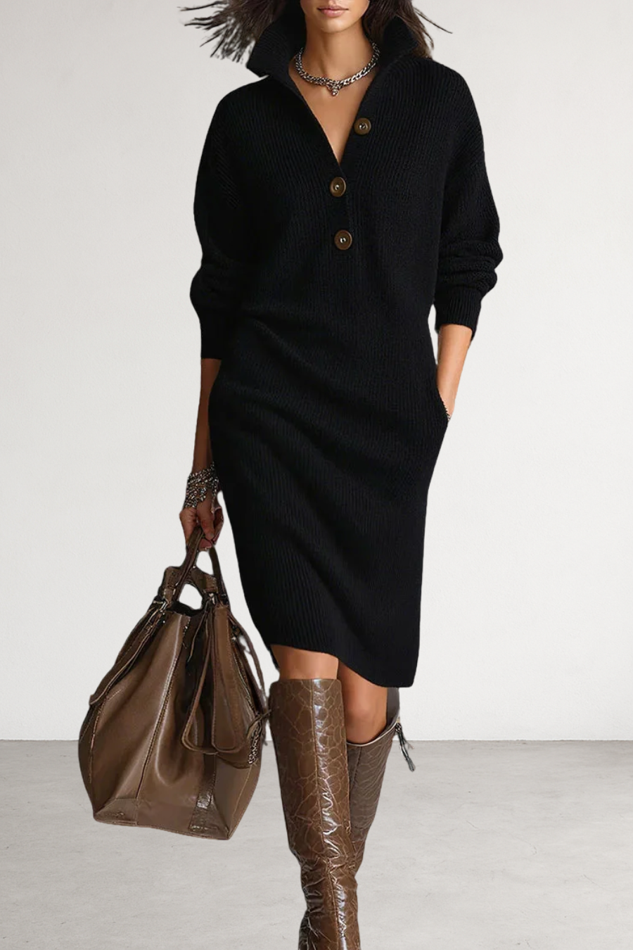 Liora | Élégante robe midi côtelée