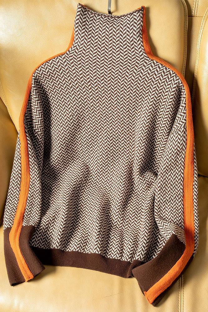 Léonie | Pull à col montant et rayures contrastées