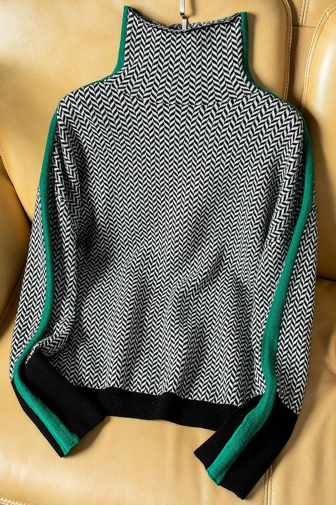 Léonie | Pull à col montant et rayures contrastées